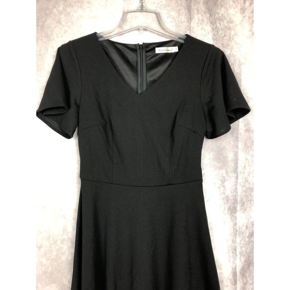 Gardenwed Women’s Sz Small Black V-Neck Short Sleeve A-Line Dress Knee Length - Picture 5 of 10
